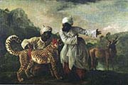 Cheetah and Lion with Two Indians